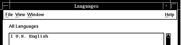 Window showing all existing languages.