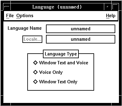 The Language window.