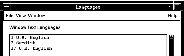 Window showing all existing window text languages.