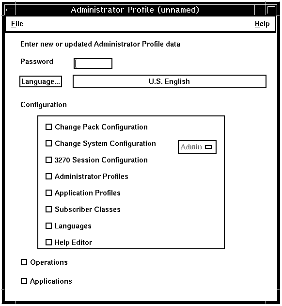 The Administrator Profile window