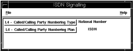 A window showing the parameters in the ISDN Signaling group.