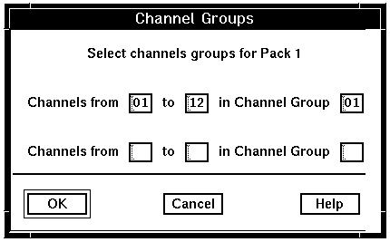 The Channel Groups selection window.