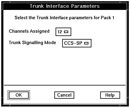 The Trunk Interface Parameters window with CCS-SP selected.