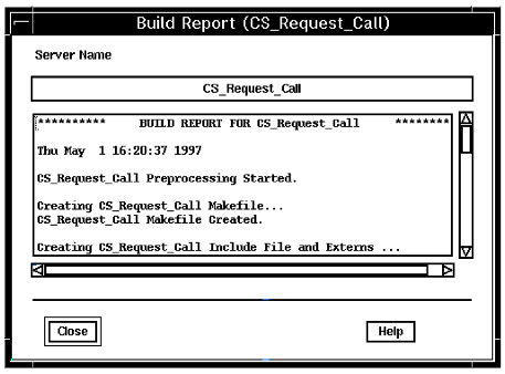 This is an example Build Report window.