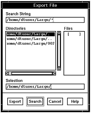 A screen capture of the Export File window.