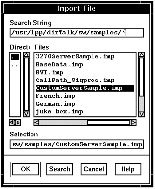 A screen capture of the Import File window with a file selected.