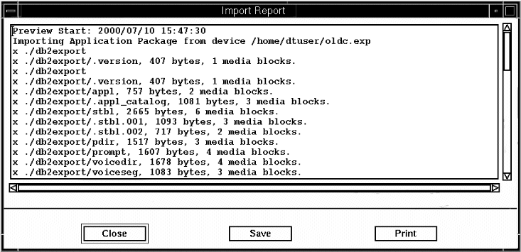 A screen capture of the Import Report window.