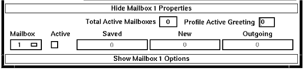 A screen capture of the Application Profiles window expanded to show Mailbox 1 properties.