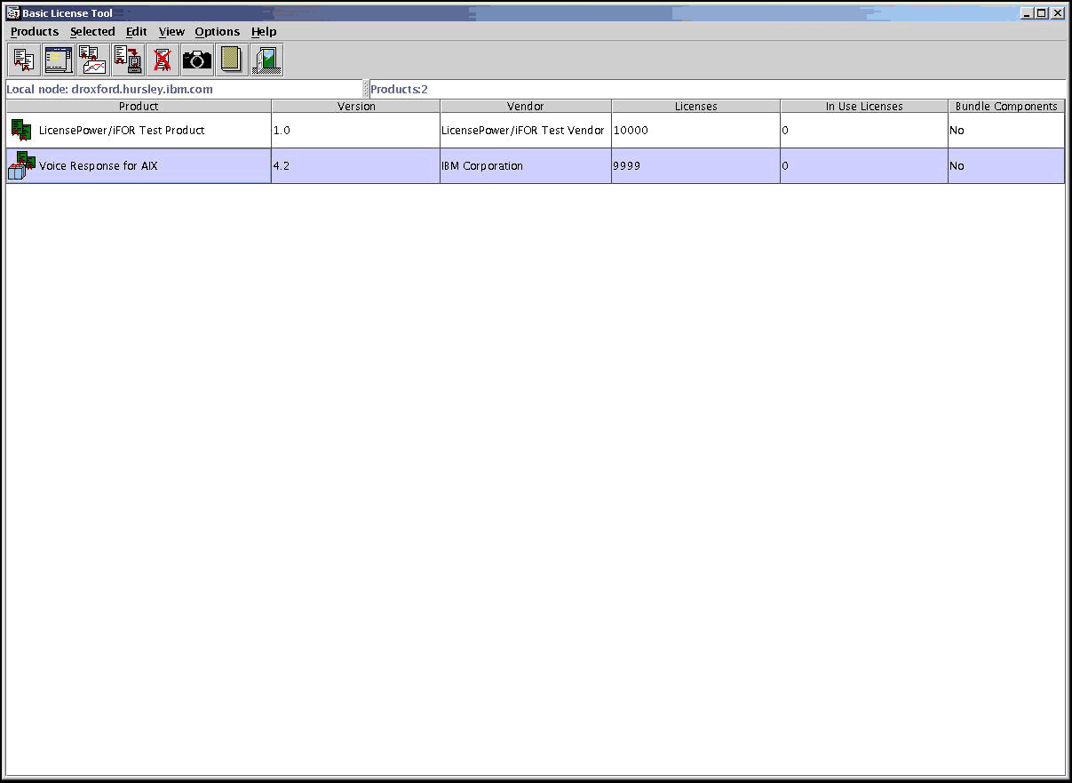 The basic license tool window.