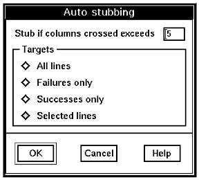 This shows an example Auto stubbing window.