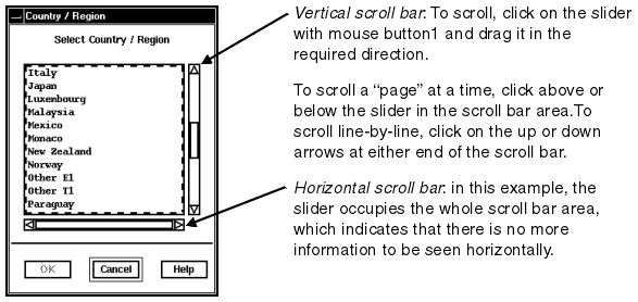 This is an example window showing how scroll bars can be used (with a mouse) to view information in a window..