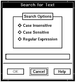This is an example Search for Text window.