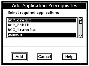 A screen capture of the Add Application Prerequisites window indicating the applications selected for addition..