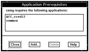 A screen capture of the Application Prerequisites window with the selected applications listed.