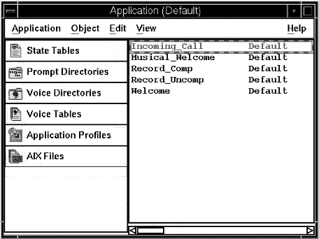 A screen capture of the Default Application window showing one of the objects selected.