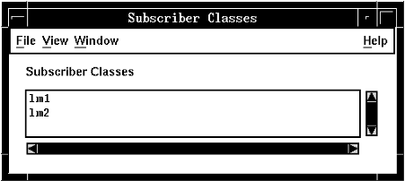 A screen capture of the Subscriber Class window listing two sample subscriber classes.