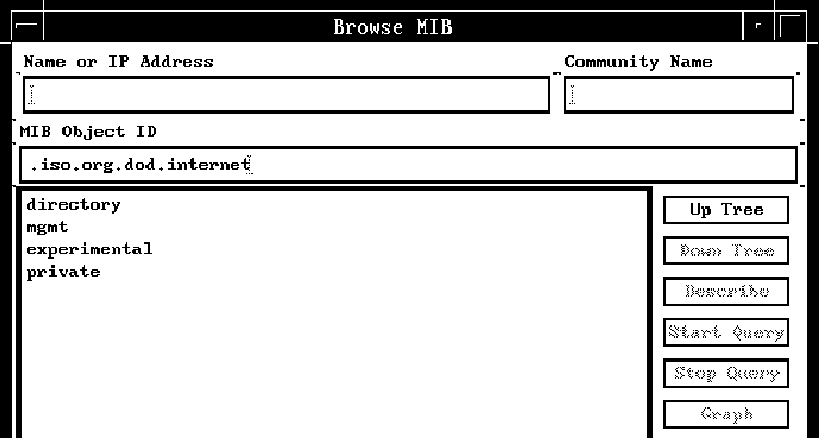 Screen capture of the initial Browse MIB window
