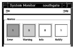 Screen capture showing the alarms section of the System Monitor window.
