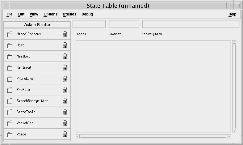 An empty State Table window