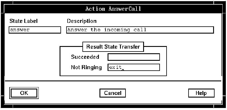 A screen capture of the Action AnswerCall window