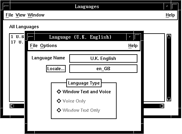 The Language window.