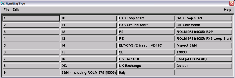 A window showing the Signaling Type templates available.