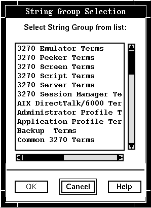 The String Group Selection window.