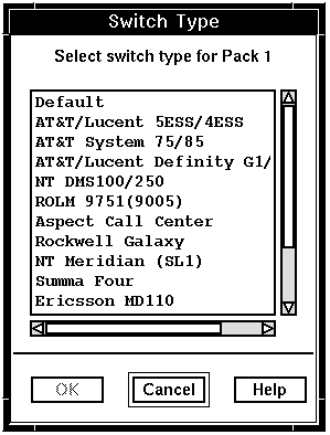 The Switch Type window.