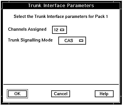 The Trunk Interface Parameters window.