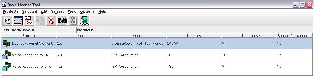 The basic license tool window.