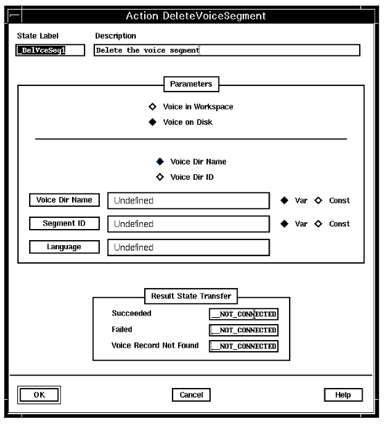 A screen capture of the Action DeleteVoiceSegment window