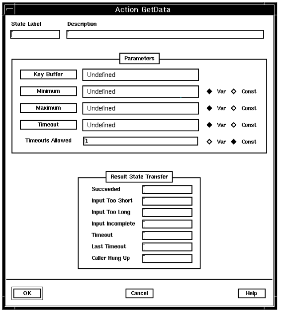 A screen capture of the Action GetData window