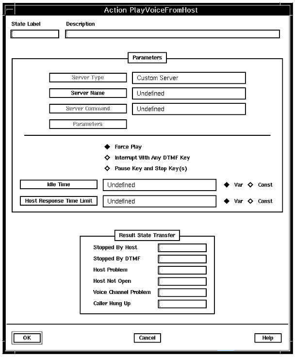 A screen capture of the Action PlayVoiceFromHost window