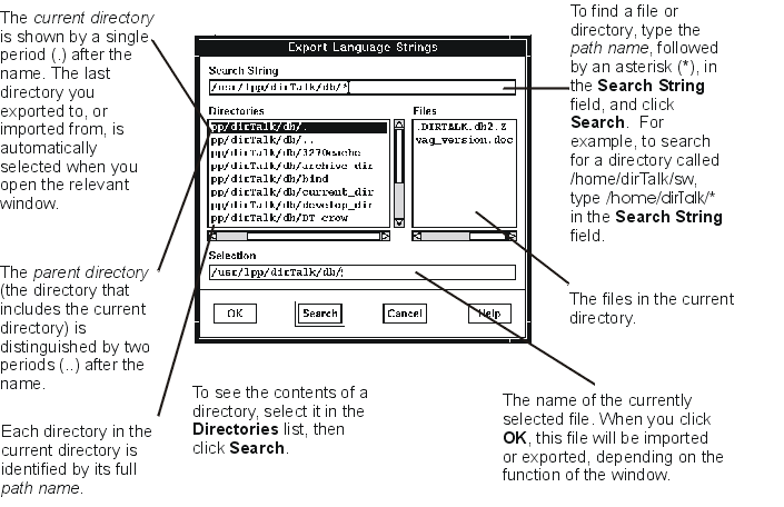 This is an example File search window showing the structure of the directories.