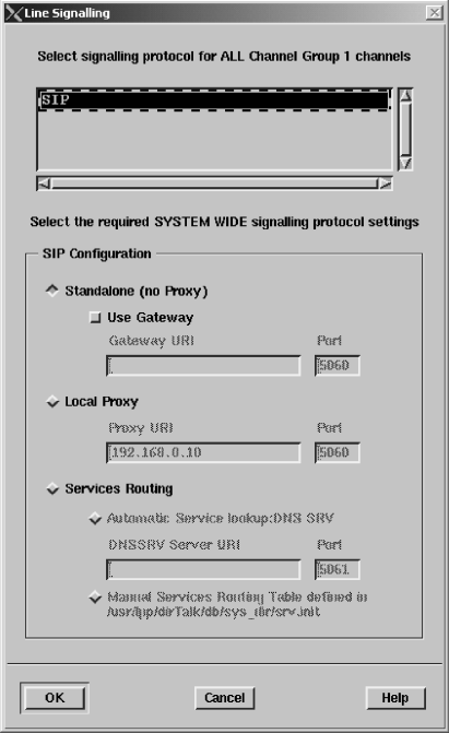 This is an example Line Signaling window.