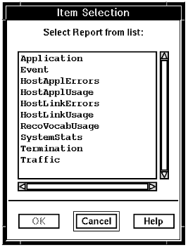 A screen capture of the Item Selection menu